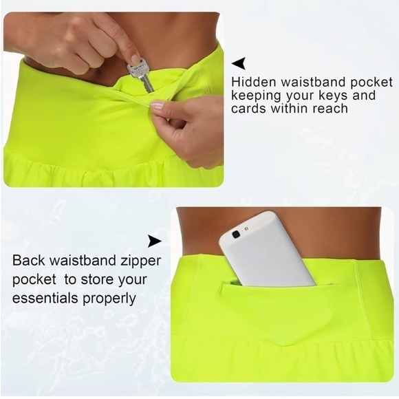 The Gym People Size Large High-Waisted Bright Yellow Running Shorts. - Picture 4 of 8